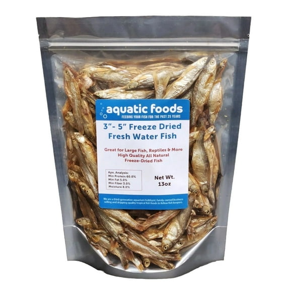 Fresh Water Fish, 3" to 5" Floating Freeze Dried Fish for Monster Tropical Fish, Pacus, Arowanas, Piranhas, Koi Fish, Cats, Hamsters, Rodents, Sugar Gliders, Aquatic Turtles, Reptiles13oz Bag