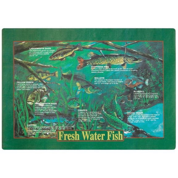 Fresh Water Fish Paper Placemats 50 Per Pack