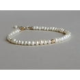 thumbnail image 1 of Fresh Water Pearl 3.5mm Rondelle Shape Smooth Cut Beads 7 inch Adjustable Silver Plated Clasp Bracelet for men, women, unisex. Link Chain Stacking Bracelet.|LINK_02955, 1 of 4