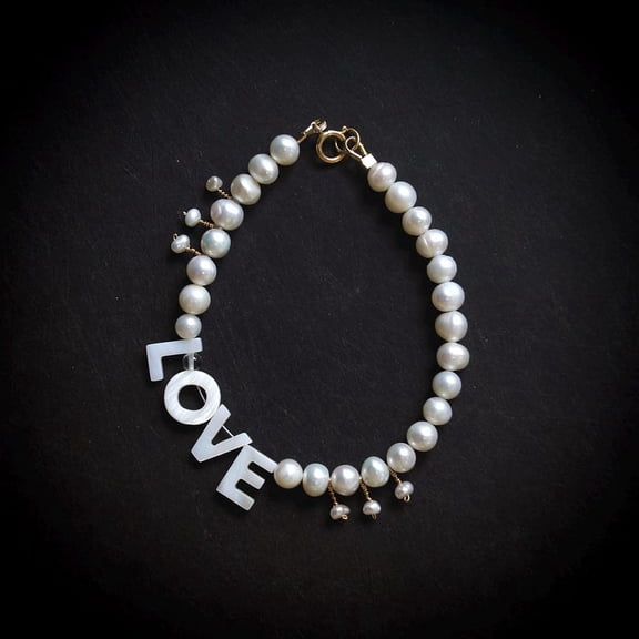 Fresh Water Pearl 6mm Round Shape Smooth Cut Beads 7 inch Silver Plated Clasp Bracelet for men, women, unisex. Link Chain Stacking Bracelet.|LINK_03017