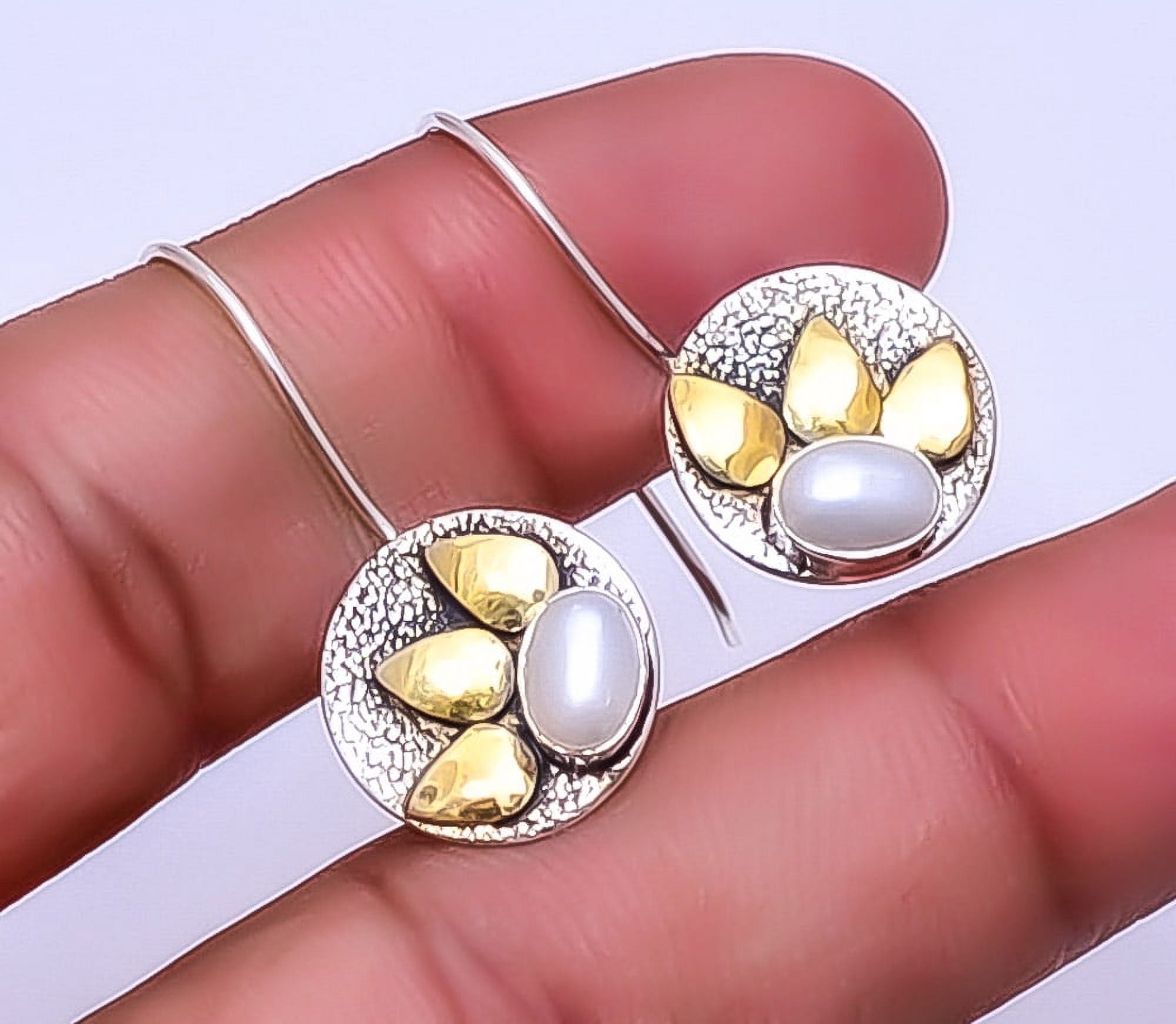 White Pearl Drop Earrings For Women – Sterling Silver Hoops With Button Pearl, Classic Dangle Jewelry Gift
