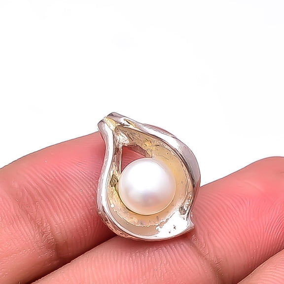 Fresh Water Pearl Designer Handmade 925 Sterling Silver Pendant 0.78" P24