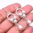 thumbnail image 1 of Fresh Water Pearl Multi Collet 925 Silver Plated Earring 1.95", White Pearl Earring E_8011_362_24, 1 of 2