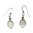 thumbnail image 1 of Fresh Water Pearl Oval Drop Sterling Silver Earings | 1 1/4" Long |White Silver|, 1 of 9