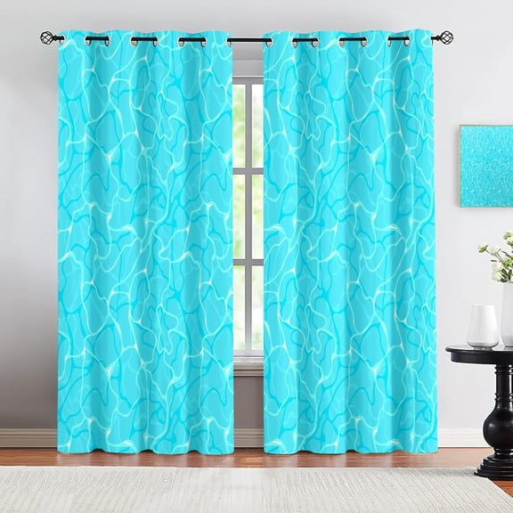 Fresh Water Ripple Curtains, Minimalism Blue Blackout Curtains Thermal Insulation Apply To Living Room Bedroom Boys Room Girls Room Kitchen Bathroom 21"W x 45"L (Pack of 2)
