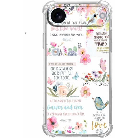 Fresh Watercolor Christian Verse Case for iPhone 17 Air, Watercolor Floral Inspirational Verse, Trendy Cool Soft TPU Bumper Case for iPhone 17 Air