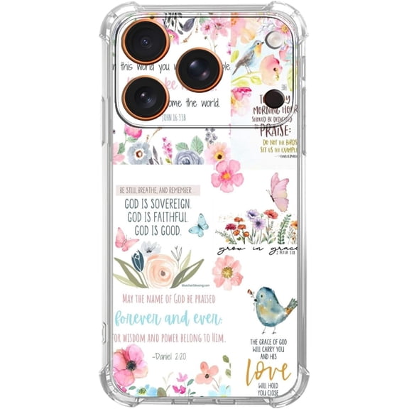 Fresh Watercolor Christian Verse Case for iPhone 17 Pro Max, Watercolor Floral Inspirational Verse, Trendy Cool Soft TPU Bumper Case for iPhone 17 Pro Max
