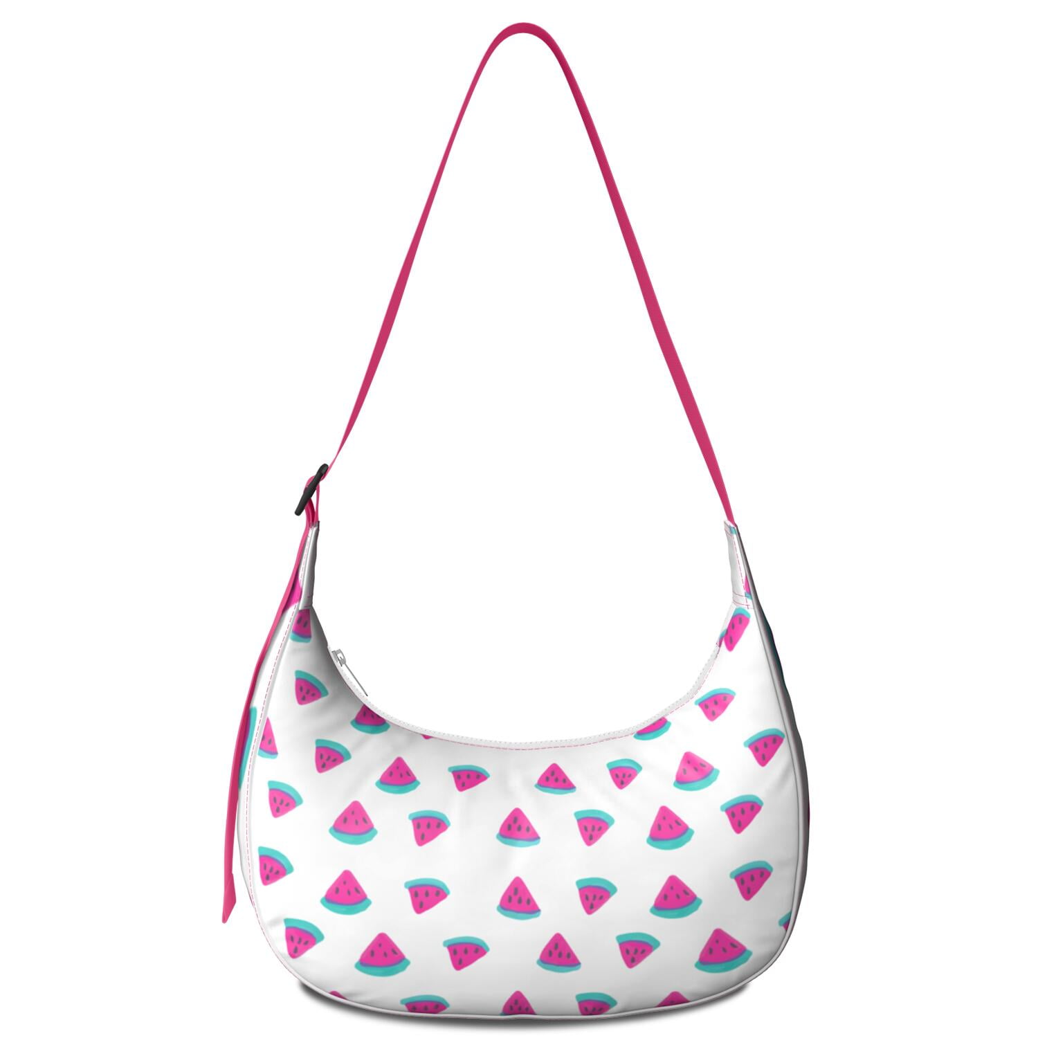 Fresh Watermelon Geometric Print Crossbody Handbag for Women, Lightweight Tropical Fruit Shoulder Tote, Water-Resistant Summer Beach Party Hobo Purse