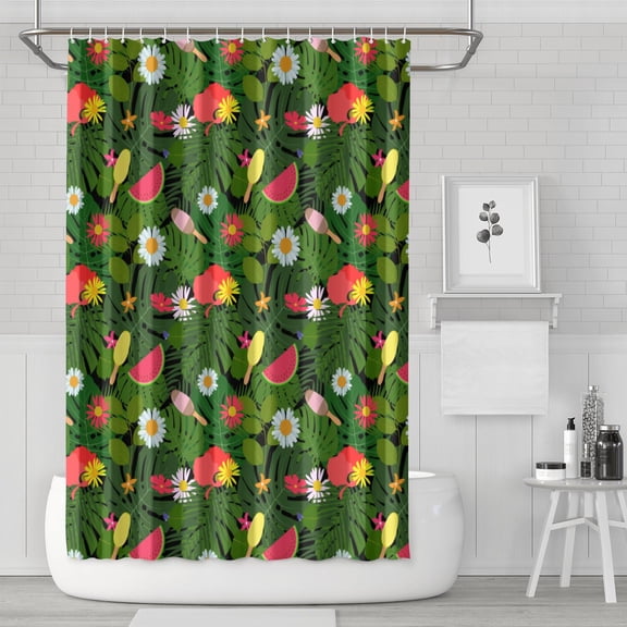 Fresh Watermelon Print Shower Curtain 72x72 Inch, Waterproof & Fade-Resistant, Elegant Bathroom Upgrade for Renters & Dorms