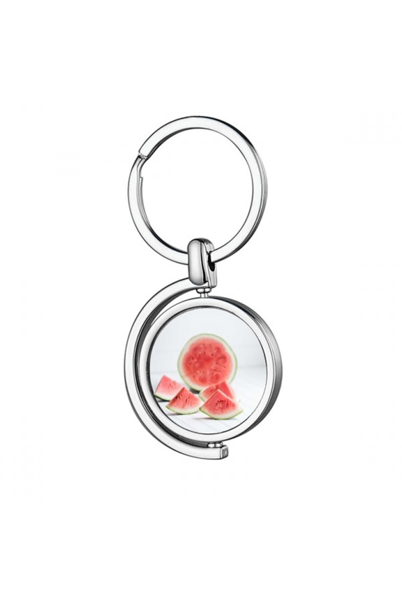 Fresh Watermelon Summer Fruit Picture Rotating Keychain Metal Keyring Holder