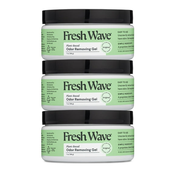 Fresh Wave Odor Removing Gel, 7 oz., Pack of 3 - Odor Absorbers for Home, Safer Odor Relief, Natural Plant-Based Odor Eliminator, Every 7 oz. lasts 15-30 Days, For Cooking, Trash & Pets