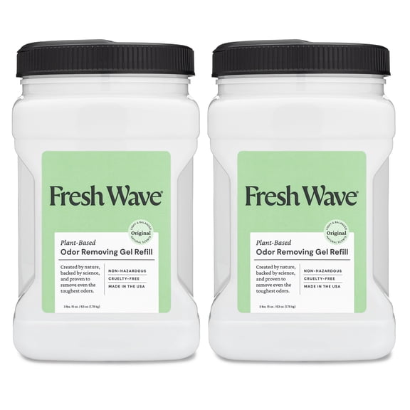 Fresh Wave Odor Removing Gel Refill, 63 oz., Pack of 2 - Safer Odor Absorbers for Home, Natural Plant-Based Odor Eliminator, Every 15 oz. lasts 30-60 Days, For Cooking, Trash & Pets