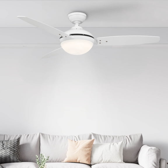 Fresh White 52 Inch 3 Blade Indoor Ceiling Fan, Ideal for Bedrooms and Living Rooms, Quiet DC Motor, LED Light with Remote, Eleve Comfort