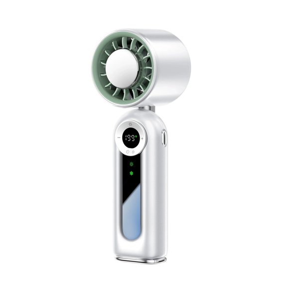 Fresh White Green Handheld Cold Wind Fan Cold Compress Cooling Head LED Digital Display Silent Rechargeable Mini Pocket Air Cooler Fan