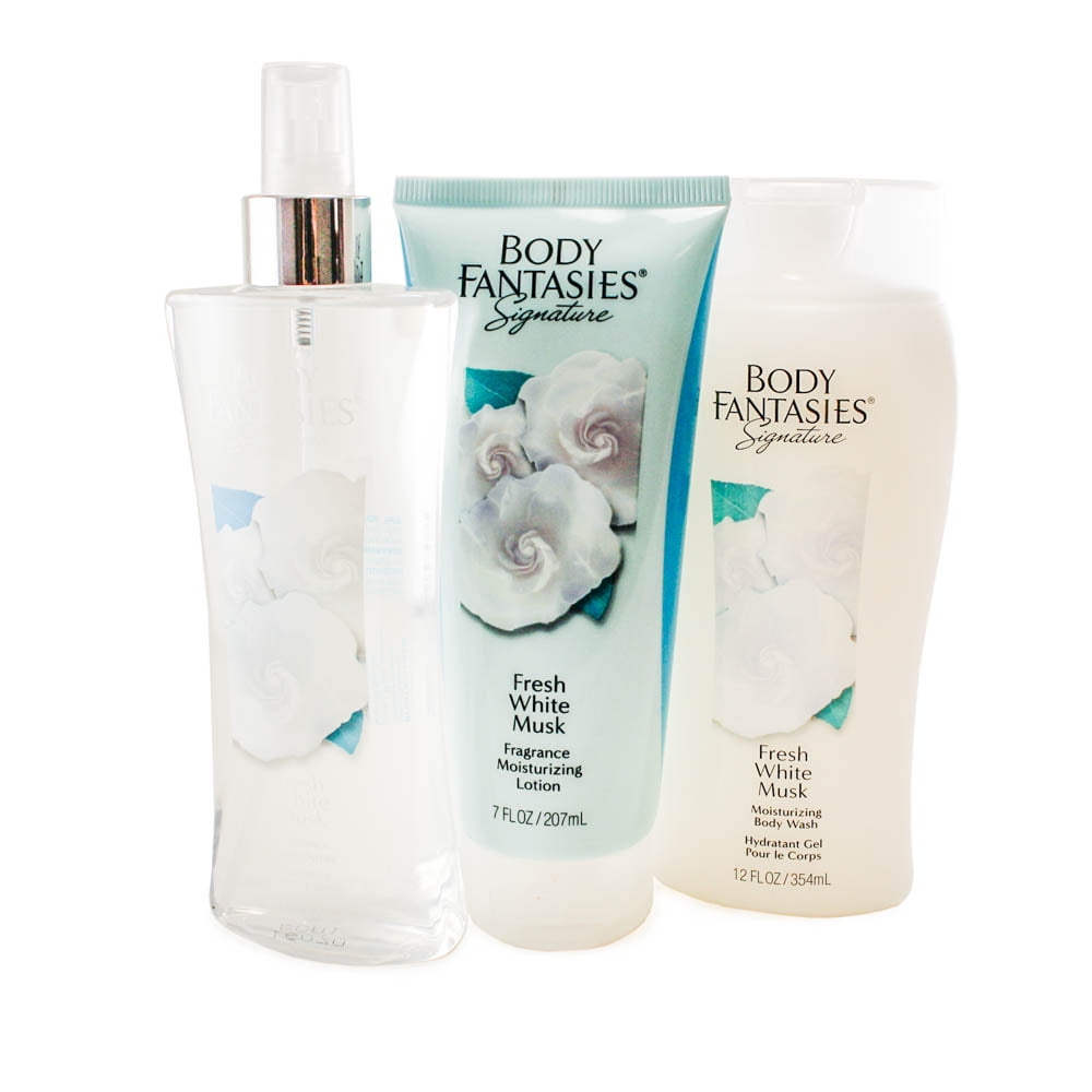 Fresh White Musk 3 Pc Gift Set ( Body Wash 12 Oz + Body Lotion 7
