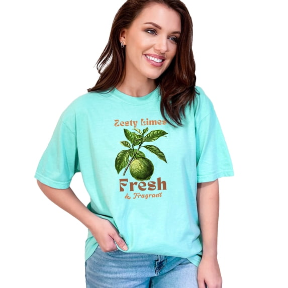 Fresh Zesty Limes Graphic Tee, Vibrant Green Citrus Fruit Design, Unique Fresh Slogan, Fun Casual Shirt, Graphic T-Shirt, Chalky Mint Comfort Colors T-Shirt, 2XL
