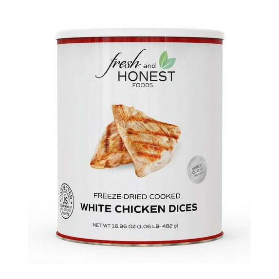 Fresh and Honest Freeze-Dried Chicken Dices – 16.96 oz #10 Can | Fully Cooked & Ready to Eat | Long Shelf Life Survival Food for Emergency Storage, Camping & Prepping