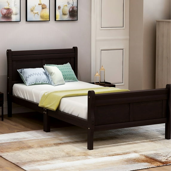 Fresh and Simple Design - Twin Wood Bed Frame, Suitable for Various Rooms
