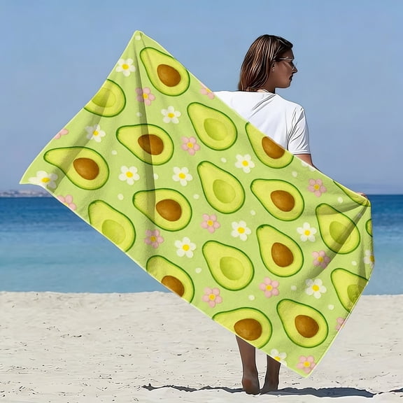 Fresh avocado and floral patterns are soft beach towels with natural country-style prints. The ultra-fine fiber bath towel is perfect for seaside strolls, beach sunbathing,