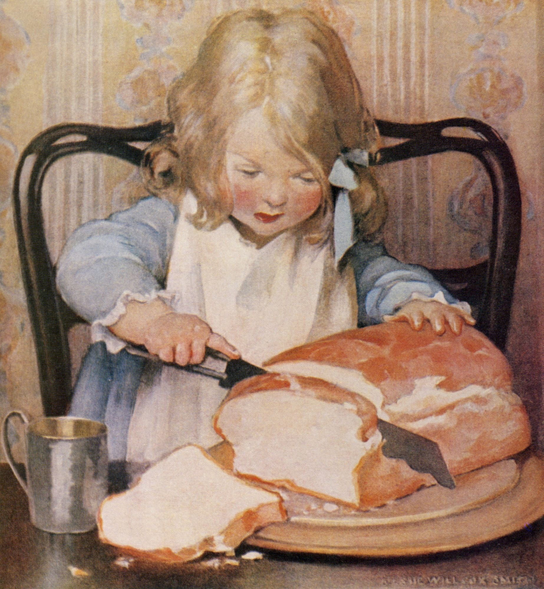 Fresh bread Canvas Art - Jessie Willcox Smith (24 x 36)