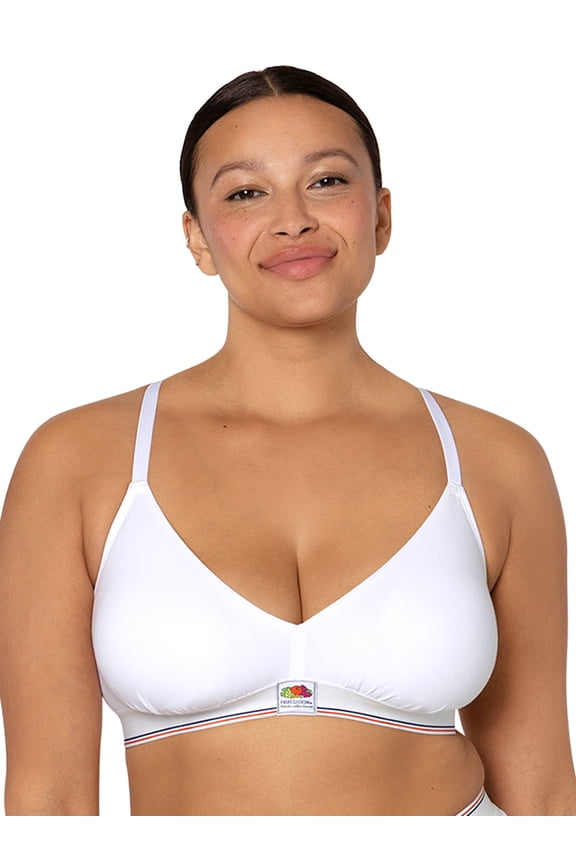 Fresh by Fruit of the Loom Women's Cotton Triangle Bralette with Removable Pads, Size XS-XXL