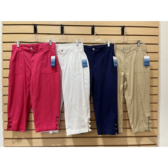 Fresh cotton back elastic waist Capri with cut out detail , Safari , 8