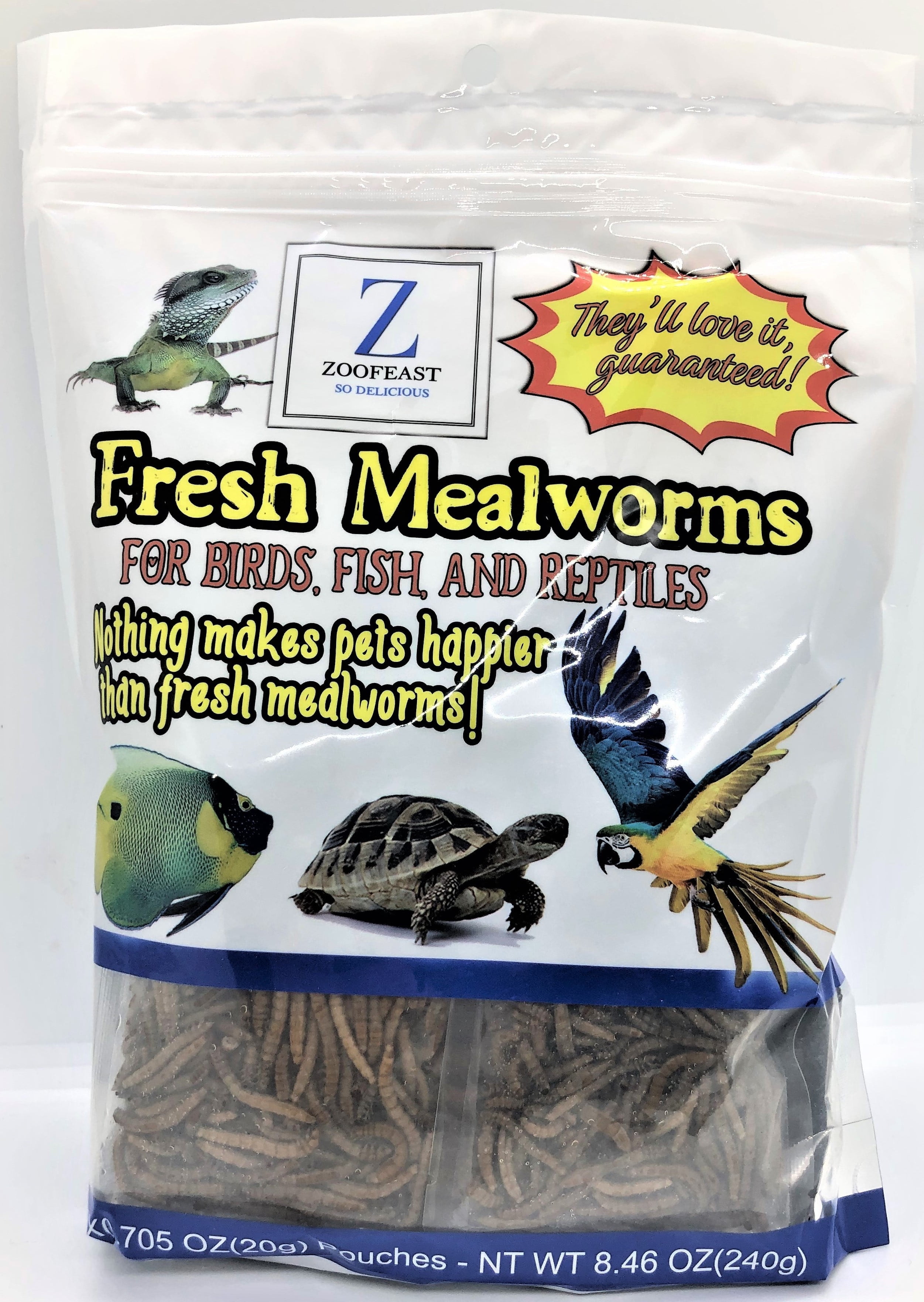 Fresh mealworms (better than live worms) for birds, fish and reptiles - 8.46oz (1600 counts)