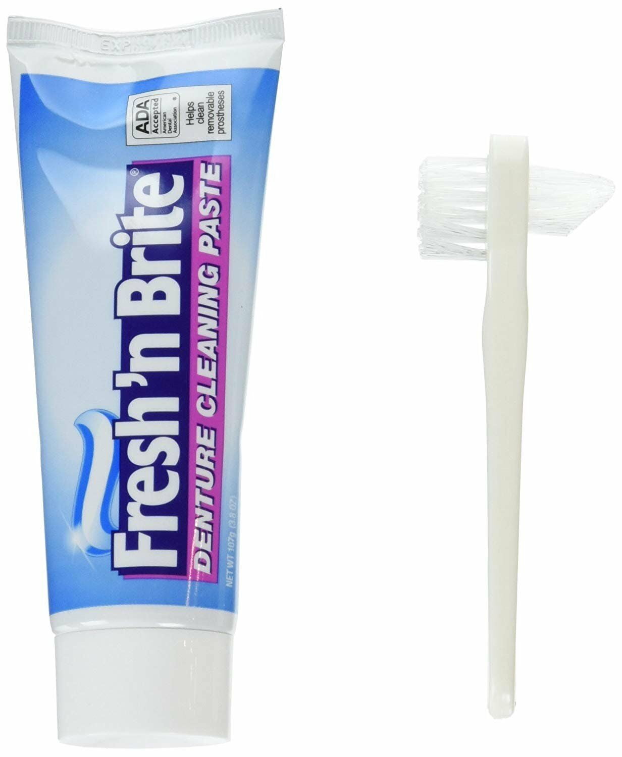 Fresh'n Brite Denture Cleaning Paste, Mouth Fresh Minty Gel, 3.8 oz, 2Pack