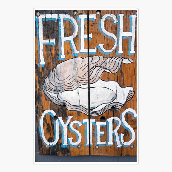 Fresh oysters Wooden Board Sticker