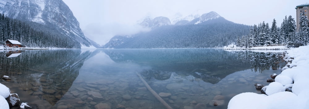 Fresh snow at Lake Louise Banff National Park Alberta Canada Canvas Art - Panoramic Images (13 x 36)