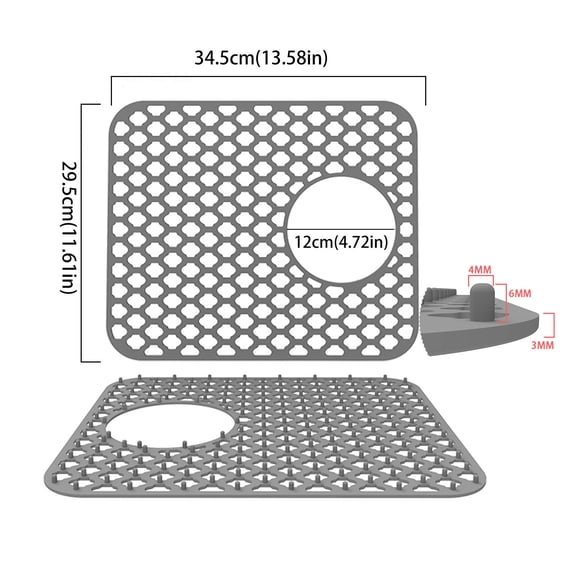 Fresh washed dish air drying,Kitchen drain rack,tainless steel Kitchen hollow sink drain pad, anti scratch filter pad at the bottom of the sink, bar insulation pad, gray A-Grey