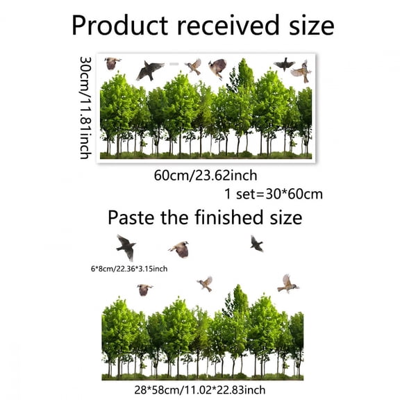 Fresh wood Window Decal Wild Geese Small Birds Static Cling Window Sticker for Shop Windows and Glass Visible from Both Sides