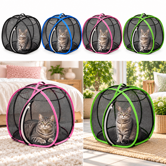 FreshAir Cat Haven Pop-Up Mesh Playpen, Breathable Cat Exercise Pen ...