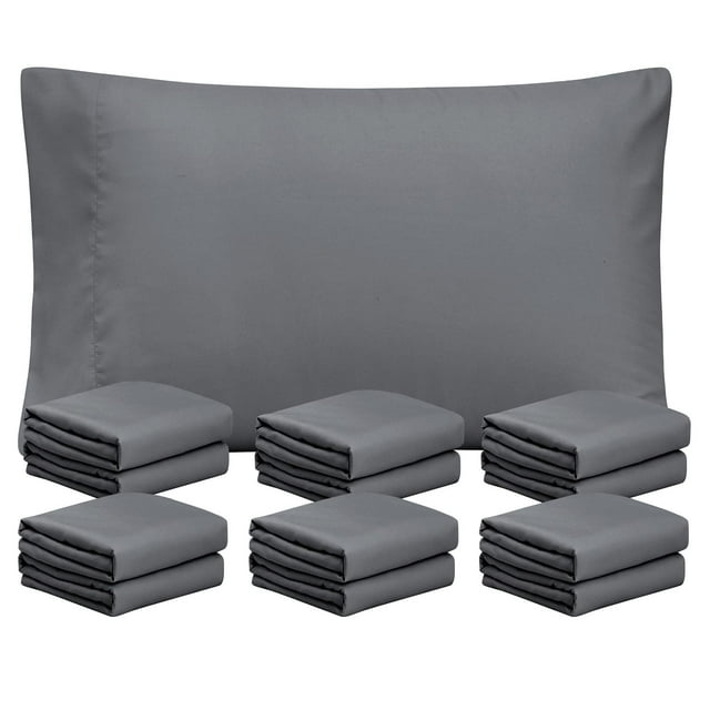 FreshCulture Dark Grey Pillowcases Queen Size 12 Pack Bulk Pillowcase