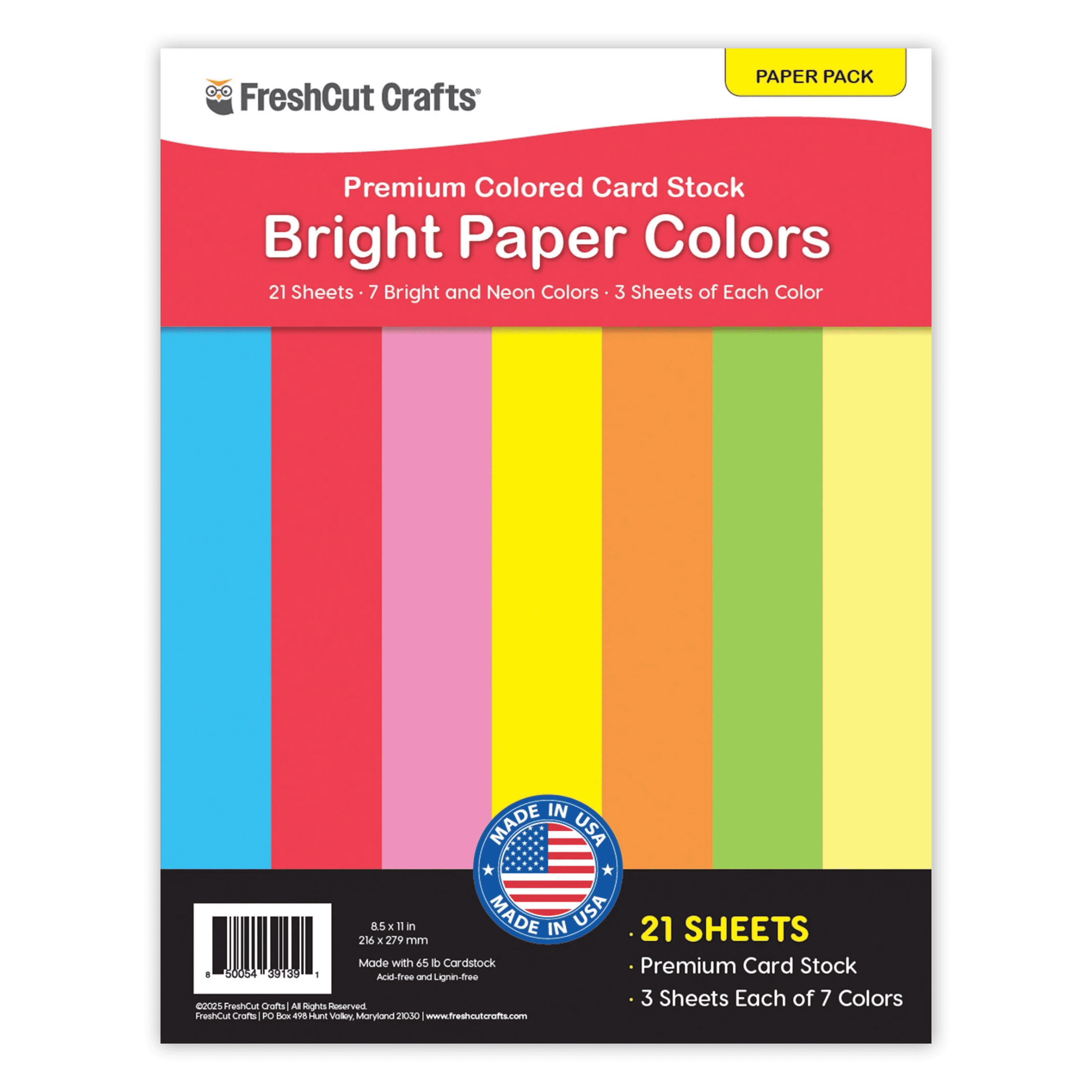 FreshCut Crafts Paper Colors, 21 Double Sided Cardstock Sheets, 7 ...