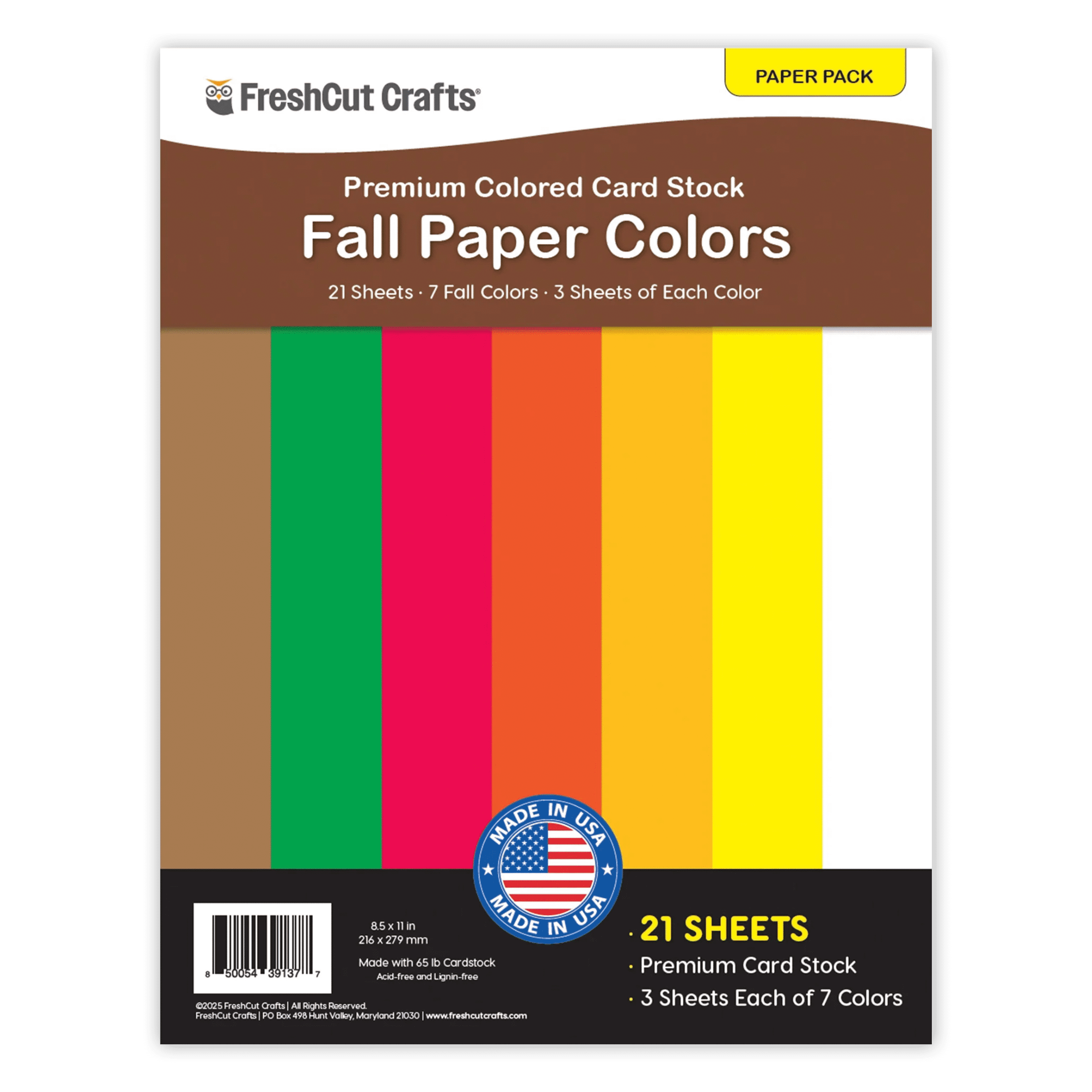 FreshCut Crafts Paper Colors, 21 Double Sided Cardstock Sheets, 7 Fall ...