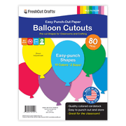 FreshCut Crafts Punch Out Paper Cutouts, Balloon Shapes, Multicolor, 80 Pieces
