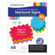 FreshCut Crafts Punch Out Paper Cutouts, Starburst Shapes, Multicolor, 80 Pieces