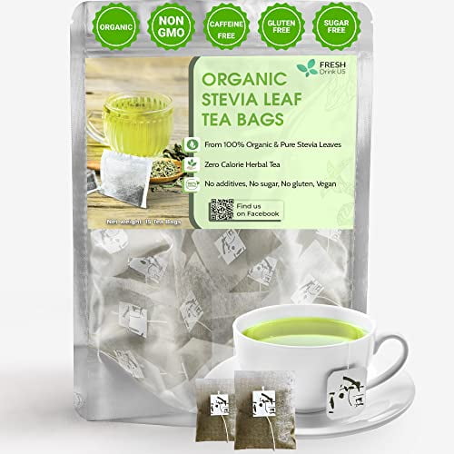 FreshDrinkUS, 15 Premium Stevia Leaf Tea Bags, Organic & NonGMO, Pure