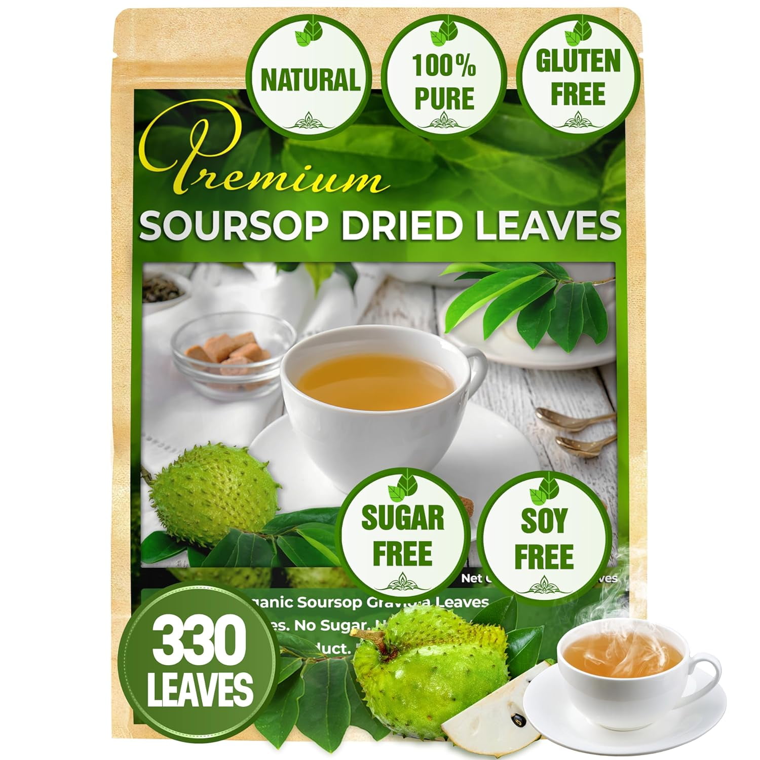 FreshDrinkUS, 330350 Premium Soursop Dried Leaves Tea, 115 Cup, Hojas