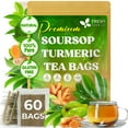 thumbnail image 1 of FreshDrinkUS, Premium 60 Soursop Turmeric Tea Bags, 100% Natural, Blend of Soursop Leaves, and Turmeric Root. Made with Natural Material Tea Bags. No Sugar, Vegan., 1 of 9