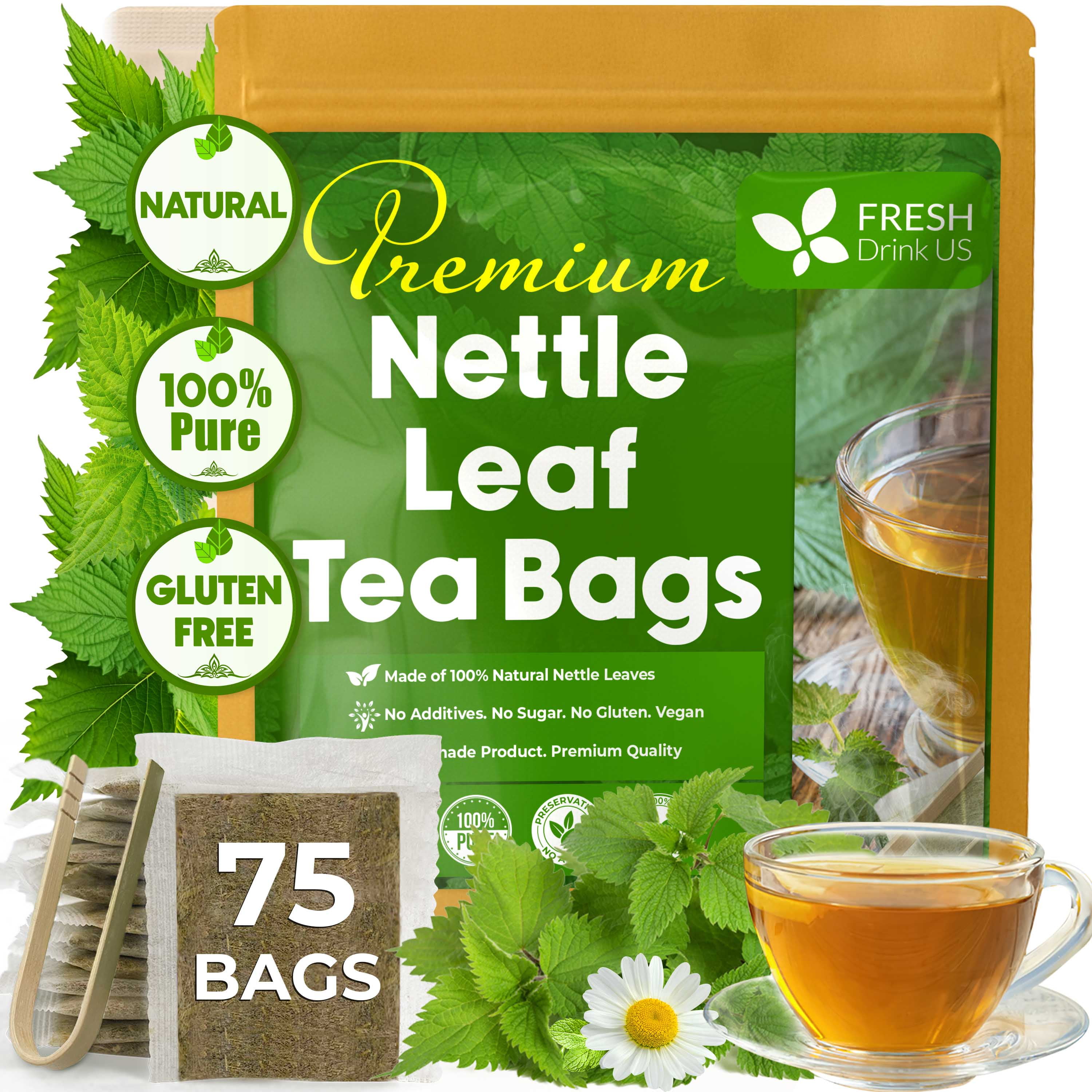FreshDrinkUS, Premium 75 Nettle Leaf Tea Bags, 100% Natural & Pure from ...