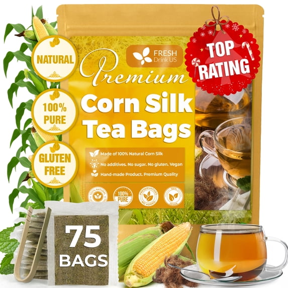 FreshDrinkUS, Premium 75 Tea Bags Corn Silk Tea, 100% Natural & Pure ...
