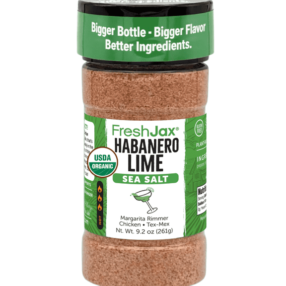 FreshJax Organic Spicy Habanero Lime Sea Salt, 9.2 oz Hot Chili Citrus Seasoning