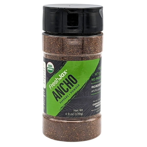 FreshJax Organic Ancho Chili Pepper Powder (4.9 oz Large Bottle) Non GMO, Gluten Free, Keto, Paleo, No Preservatives Dried Ancho Chili Peppers | Handcrafted in Jacksonville