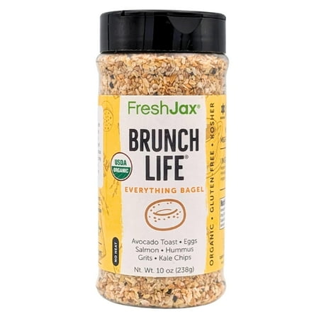 FreshJax Organic Everything Bagel Seasoning - Brunch Life (10.0 oz Bottle) Non GMO, Gluten Free, Keto, Paleo, No Preservatives Everything Bagel Seasoning Mix | Handcrafted in Jacksonville
