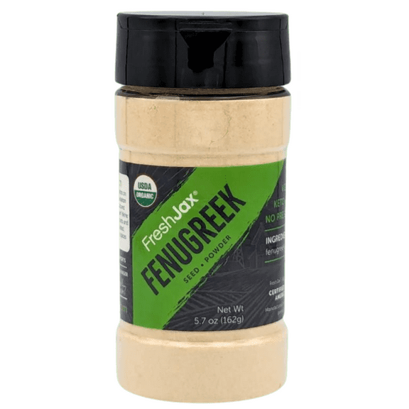 FreshJax Organic Fenugreek Seeds Powder (5.7 oz Bottle) Non GMO, Gluten Free, Keto, Paleo, No Preservatives, Non-Radiated Fenugreek Seasoning | Handcrafted in Jacksonville, Florida