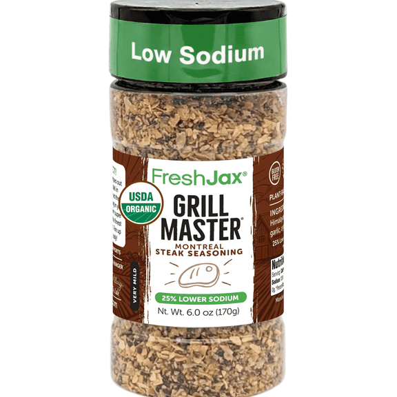 FreshJax Grill Master Organic Montreal Steak Seasoning, 6 oz Low Sodium BBQ & Grill Rub