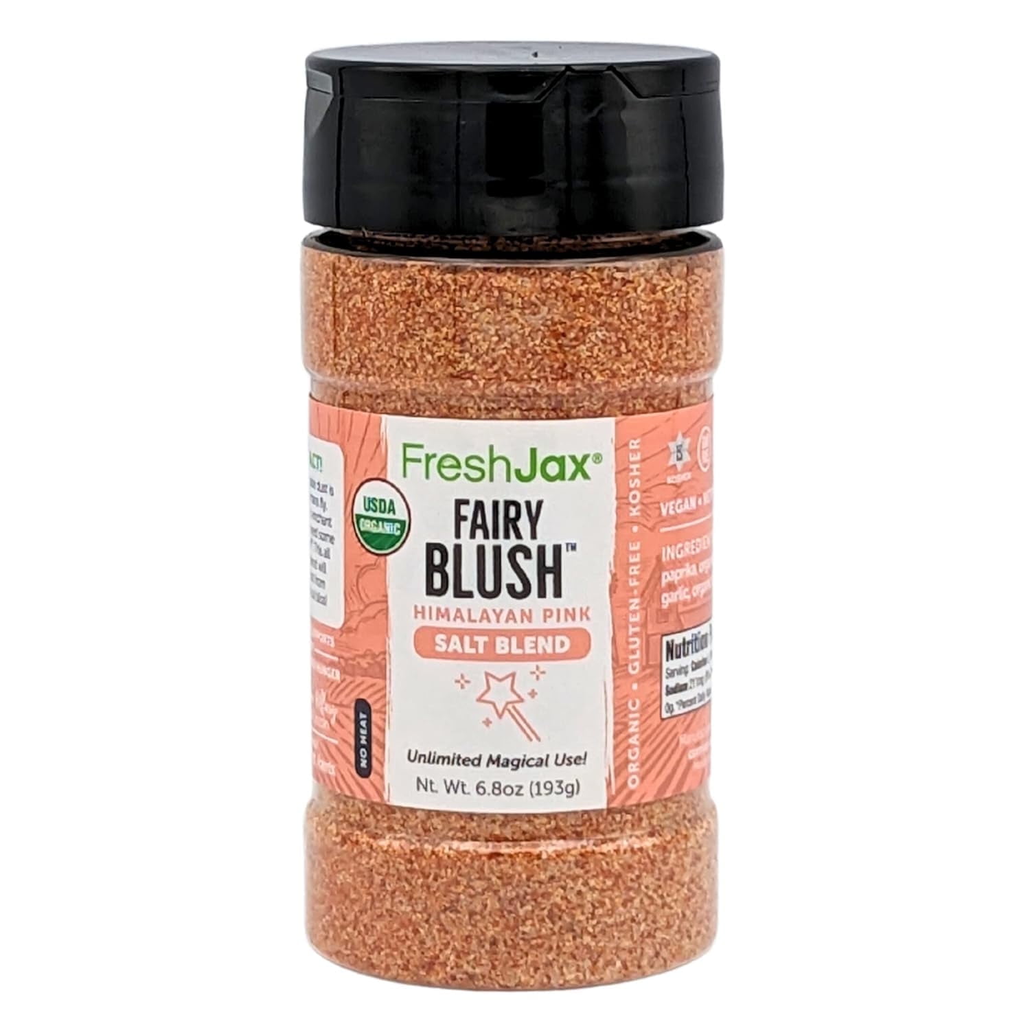 FreshJax Organic Himalayan Pink Salt Coarse Grain (6.8oz Bottle) Non GMO, Gluten Free, Keto, Paleo, No Preservatives Fairy Blush Pink Himalayan Salt Coarse | Handcrafted in Jacksonville