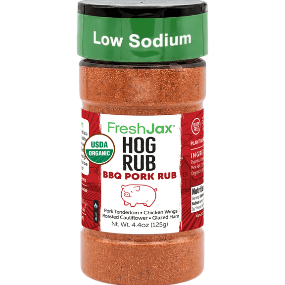 FreshJax Organic Hog Rub Pork BBQ Seasoning 4.4 oz | Bold Sweet and Savory Dry Rub for Ribs, Pork Chops, Tenderloin and Roasts | Ideal for Smoking, Grilling, Roasting & Slow Cooking | Made in USA